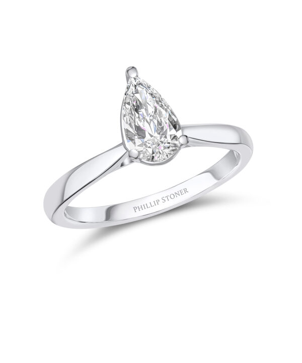 0.71ct F SI2 Pear Cut Diamond Solitaire Ring