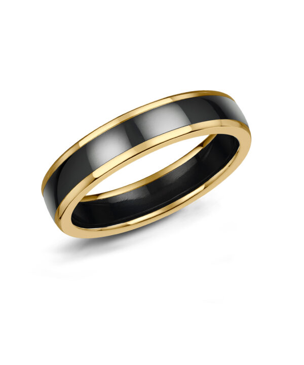 5mm Black Zirconium & 9ct Yellow Gold Band