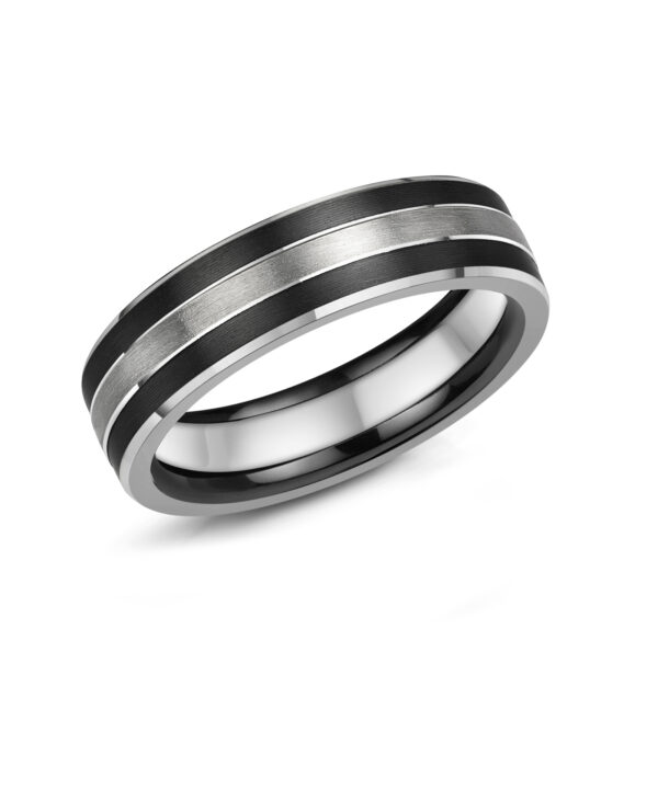 6mm Platinum & Black Zirconium Band