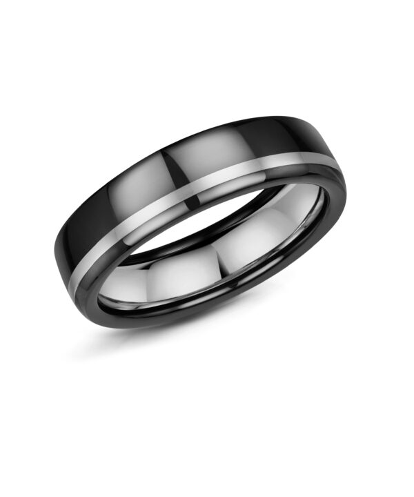 6mm Black Zirconium Band with Offset Line Detail