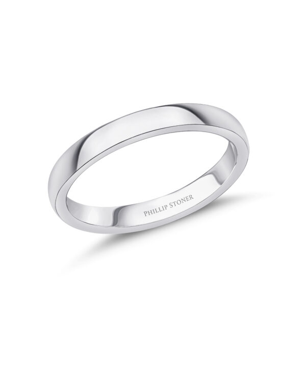 2.5mm Bevelled Edge Wedding Band – 18ct White Gold - Image 2