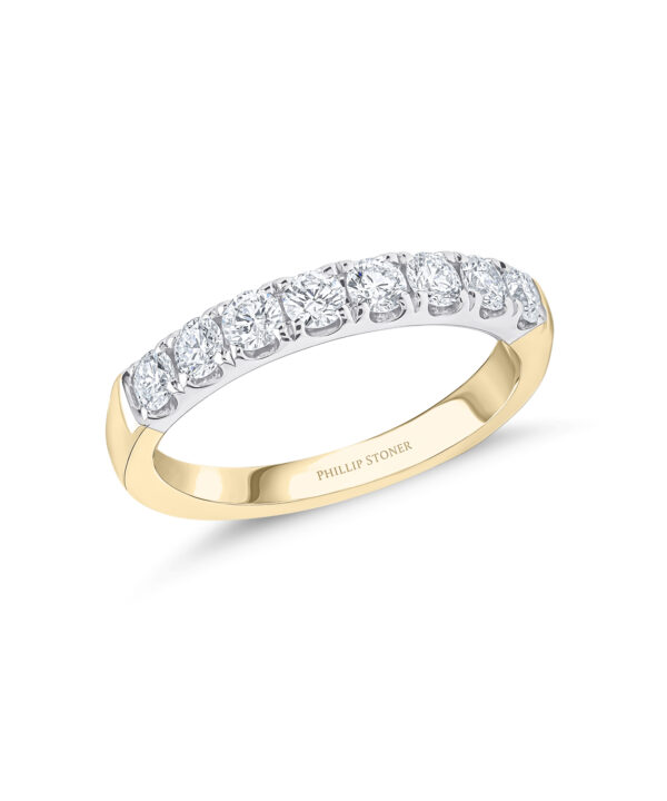 0.78ct Scallop-Set Two Tone Diamond Band